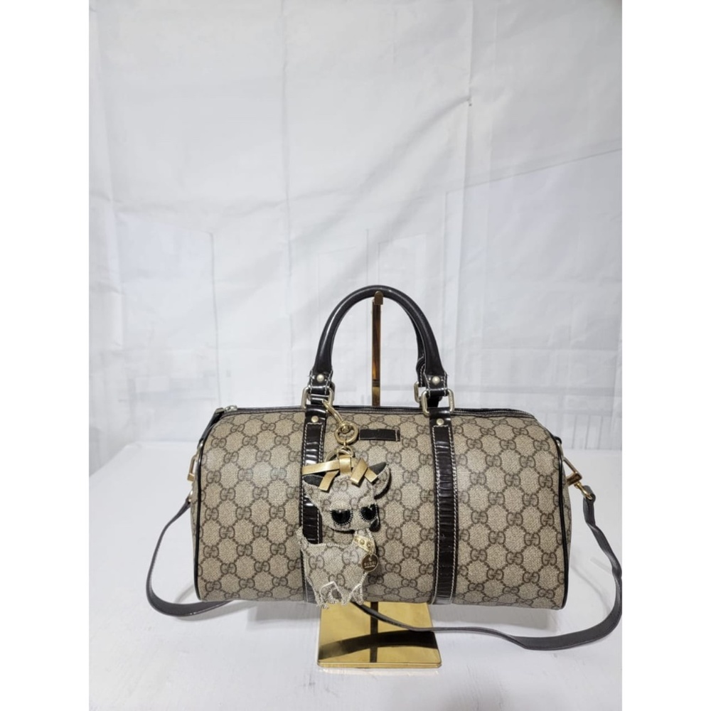 Authentic GUCCI GG Supreme Monogram Small Joy Boston Beige/Brown